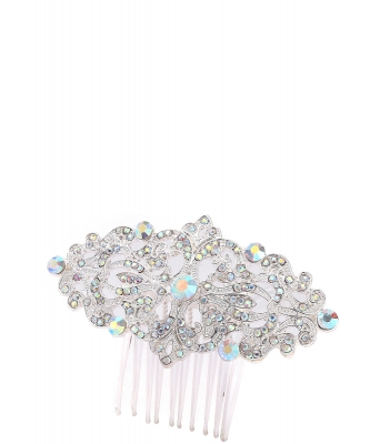 Rhinestone Hair Comb HM320006 SILVERAB